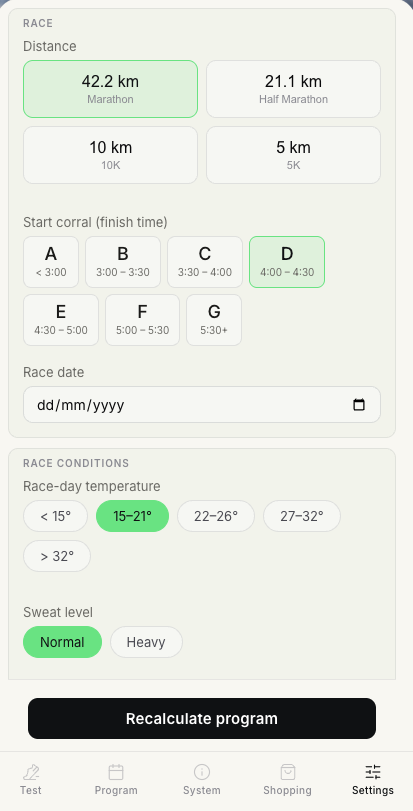 RaceReady product screen 6
